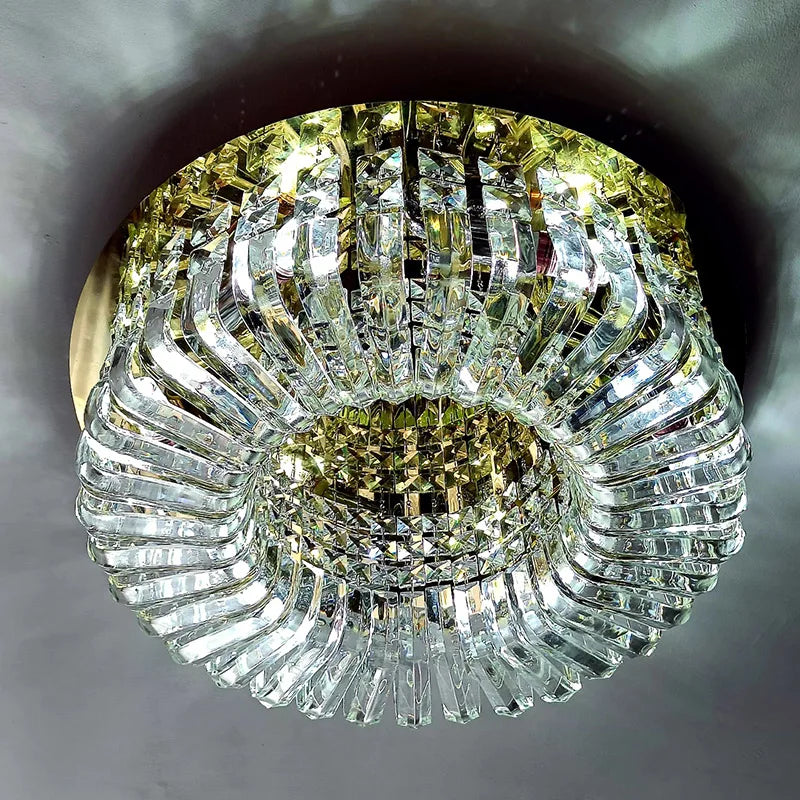 Crystal Glass Round Ceiling Chandelier: Luxury Modern LED Indoor Lighting for Home Decor
