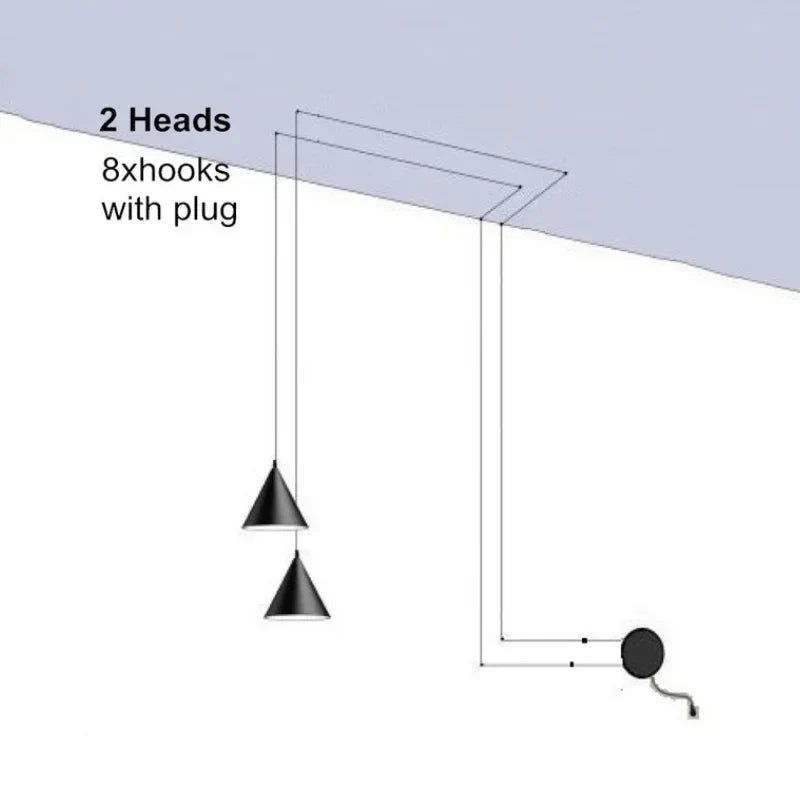 Modern Black Wall Lamp for Living Room Bedroom, Long Wire Design, Plug-in Sconce Light