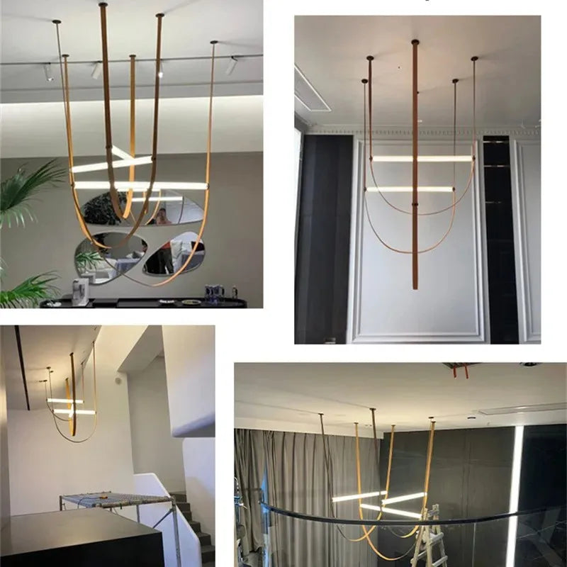 Glass Tube Pendant Lamp: Modern LED Lighting for Living Room, Duplex Villa Staircase