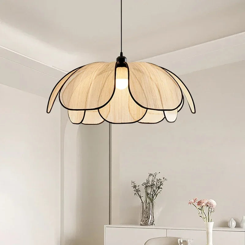 Petal Rattan Pendant Lamp, Elegant Ceiling Light for Dining Room & Living Space