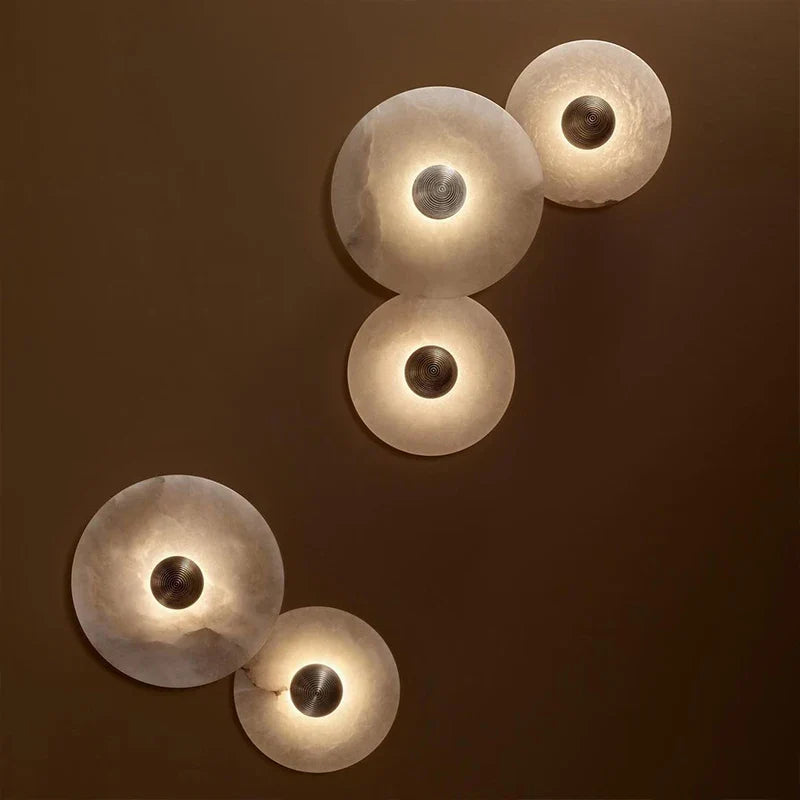 Marble Circular Wall Lamp, Minimalist Nordic Designer LED Lights for Bedroom & Study