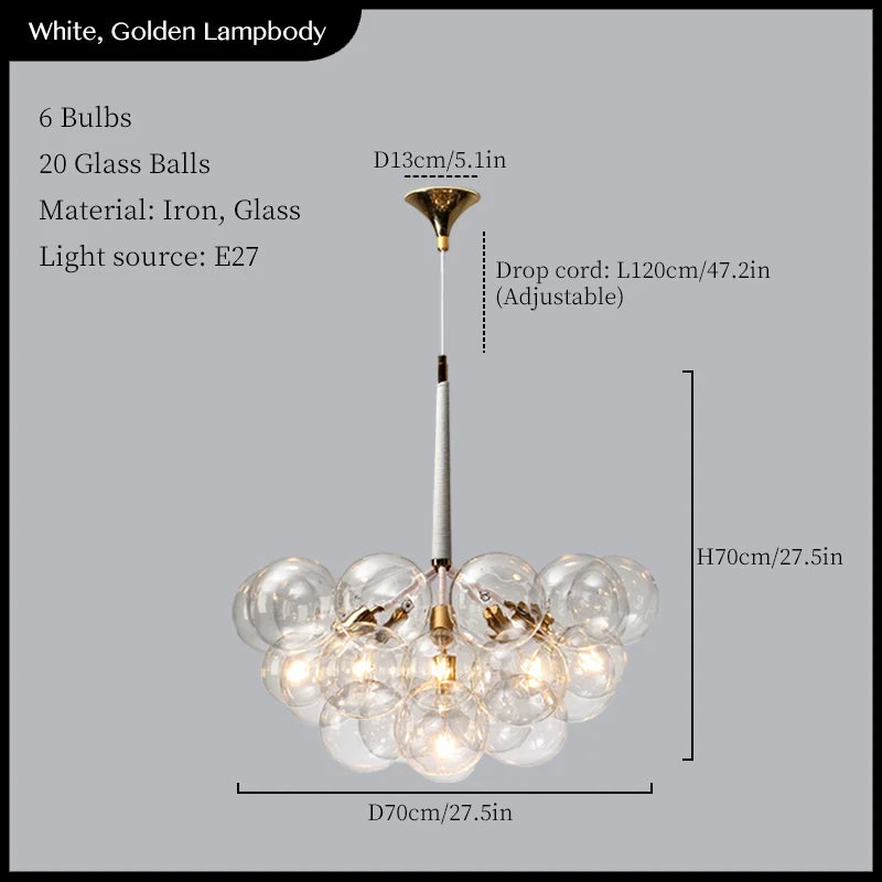Glass Balls Ceiling Pendant Lights Minimalist Living Room Chandelier Shop Bar Decor