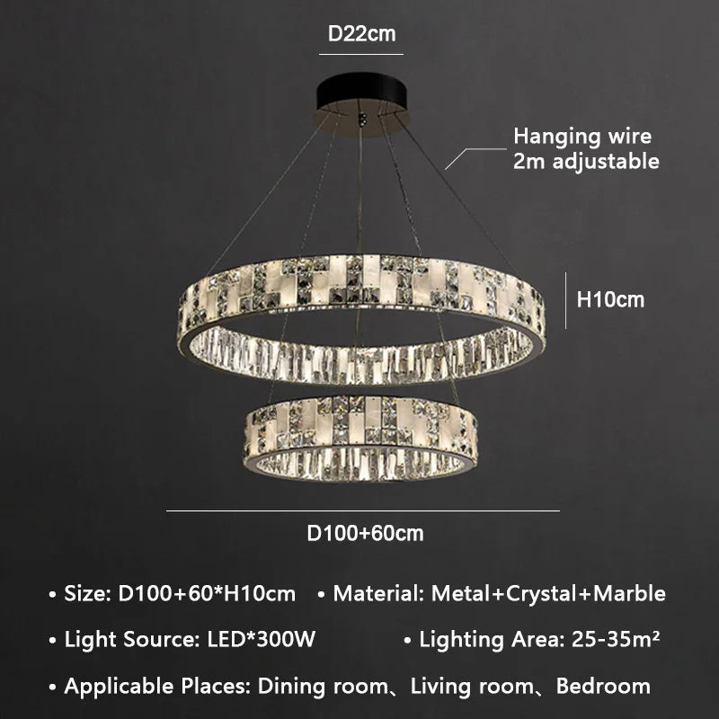 Crystal Lustre Circle Chandelier LED Lights - Modern Luxury Minimalism décor