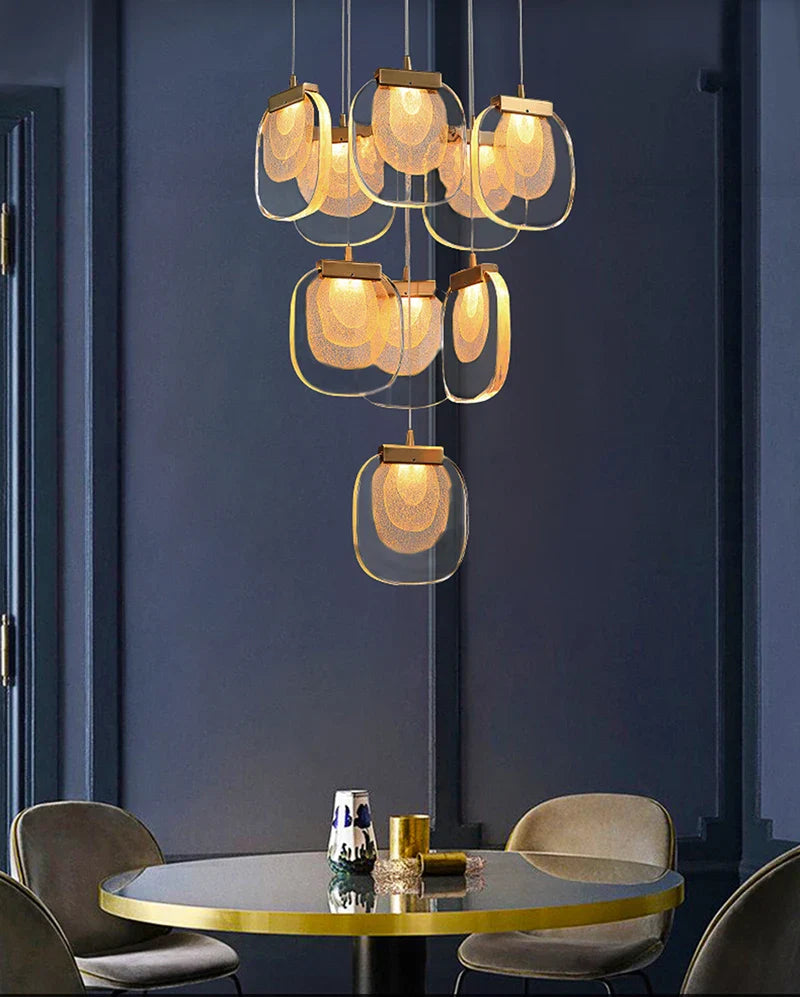 Luxury LED Crystal Chandelier for Staircase, Creative Living Room Lighting