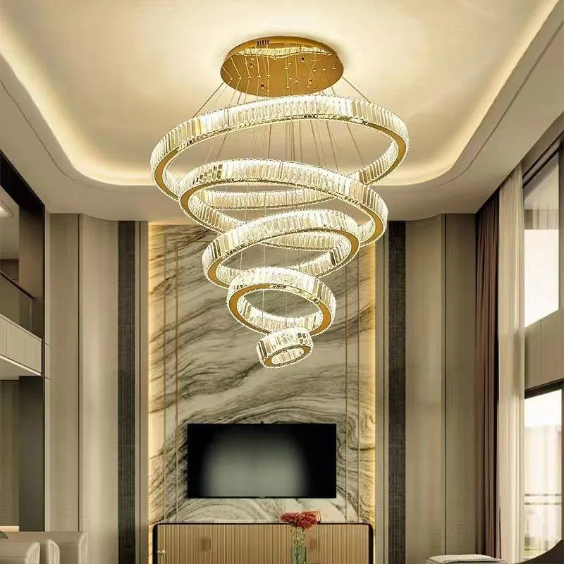 Crystal Chandelier: Modern Luxury Golden Lighting for Villa, Duplex Hall