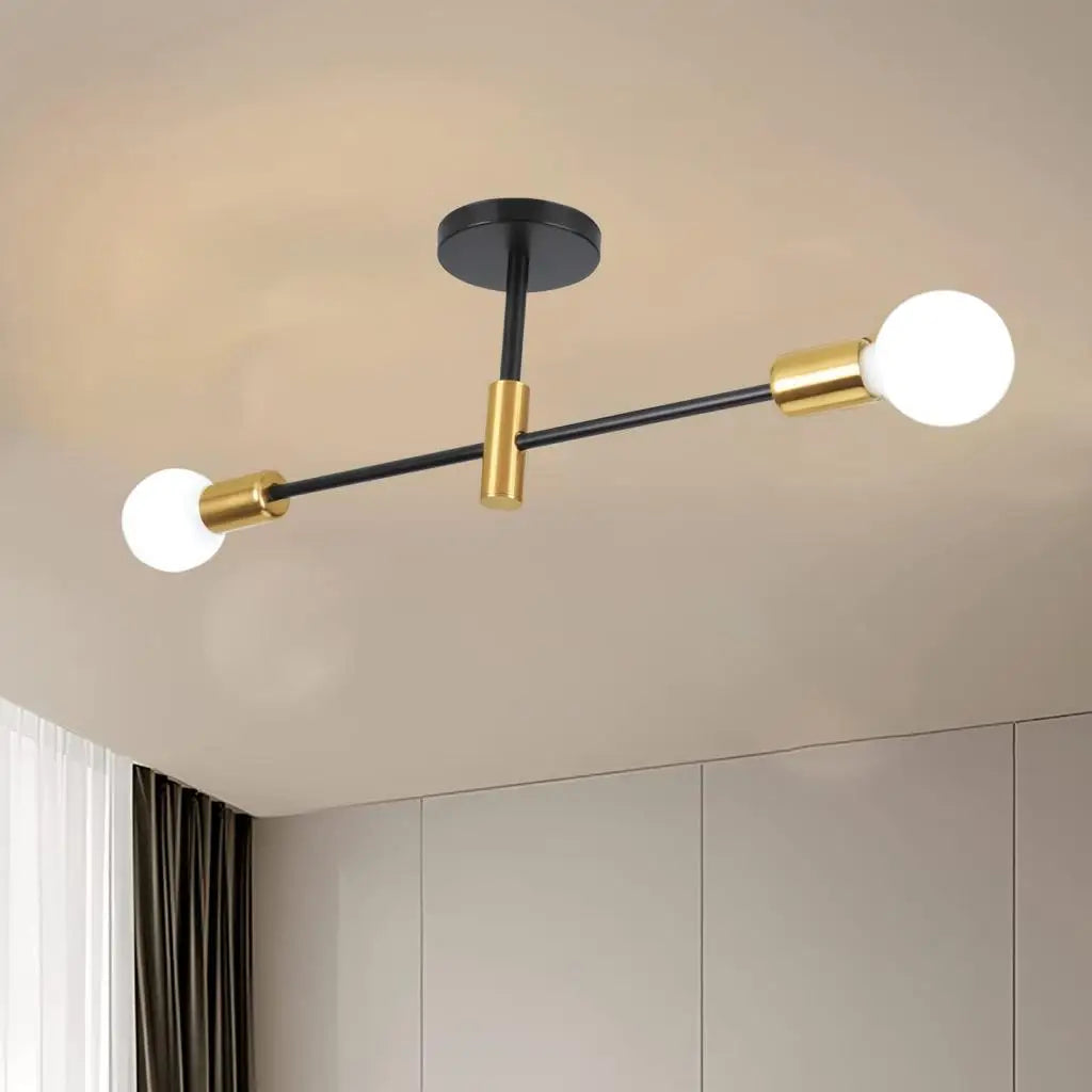 Nordic Minimalist LED Ceiling Chandelier Black Gold for Living Rooms Bedrooms