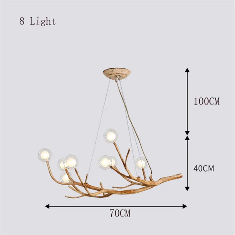 Tree Branches Chandelier Resin LED Pendant Light Luxury Living Room Decoration