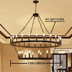 Modern Retro Round LED Pendant Lights - Black Ceiling Chandelier for Living Room and Restaurant