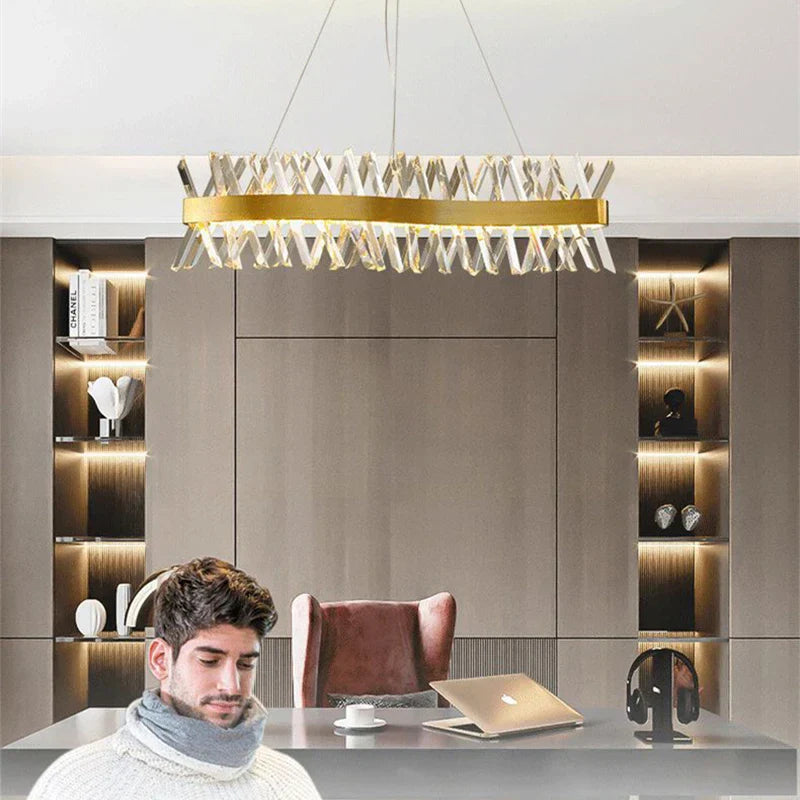 Gold Metal S Shape Lustre LED Pendant Lamp for Luxe Living & Dining Spaces