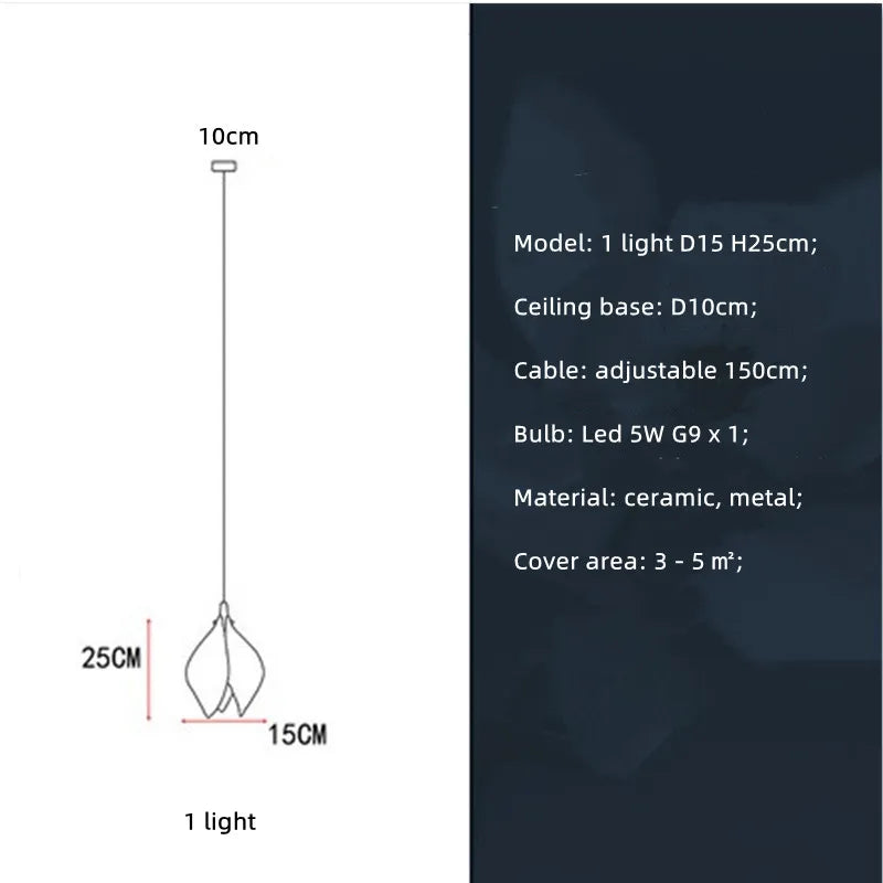 Magnolia Flower G9 LED Chandelier - White Luxury Pendant Light Fixtures