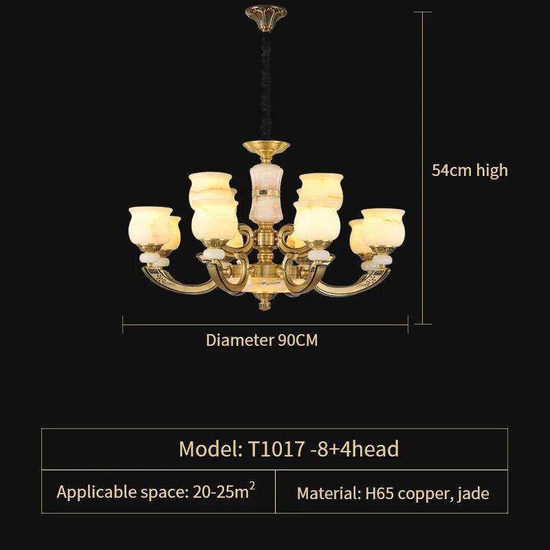 Luxury Natural Jade Chandelier for Duplex Villa and Restaurant, Guangdong Lamps