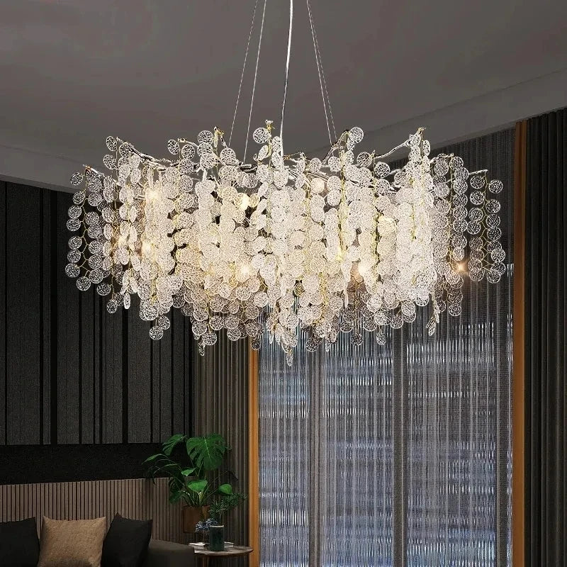 Silver Money Tree Crystal Chandelier for Kitchen Bedroom & Living Room