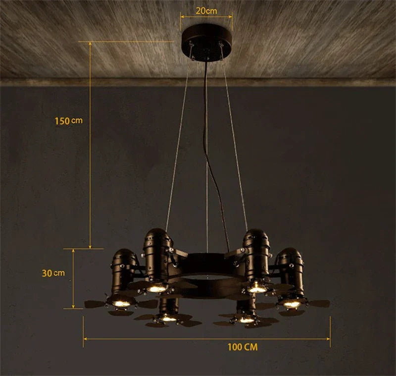 Vintage Iron Industrial Chandelier for Restaurant Bar Coffee Shop