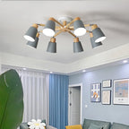 Nordic Wood Chandelier - Modern Living Room Ceiling Lamp with LED Bulb