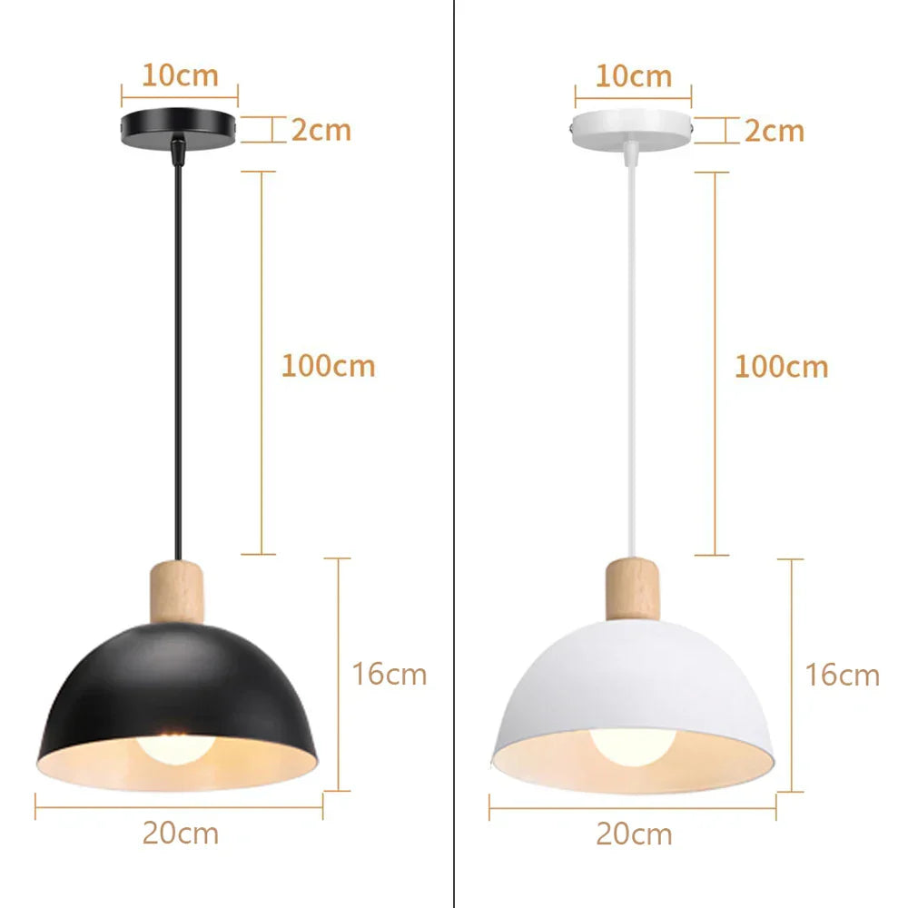 Nordic Modern Wood Pendant Light by - LED E27 Vintage Industrial Fixture for Home