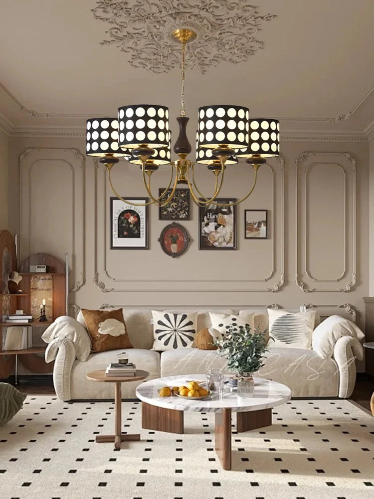 Polka Dots Chandelier: Retro Minimalist Round Pendant Lamp for Home & Restaurant