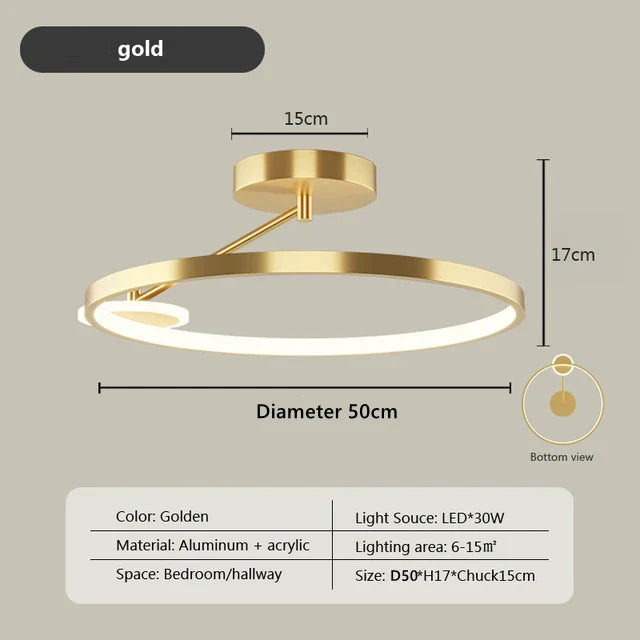 Circular LED Ceiling Lamp with Remote Control for Bedroom & Aisle Lighting