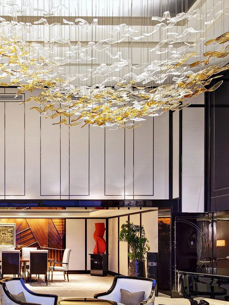 Spiral Glass Chandelier: Nordic Luxury Villa Pendent Lamp for Modern Bar and Restaurant