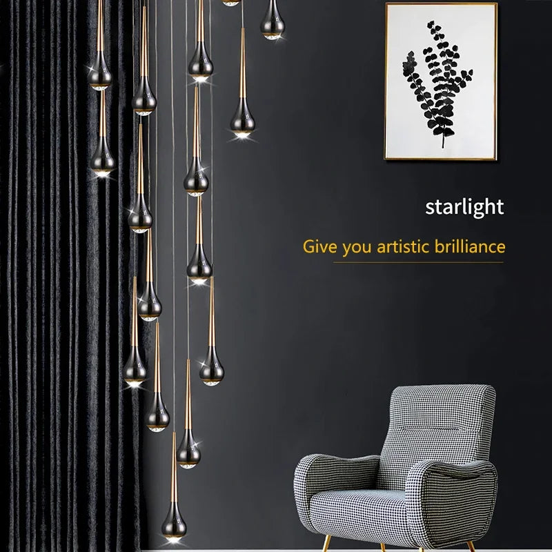 Modern LED Chandelier for Villa Living Room, Staircase Pendant Light