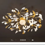 Ginkgo Leaf Acrylic Metal LED Ceiling Chandelier for Home Living Room