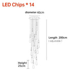 Modern LED Staircase Chandelier for Living Room Villa Duplex Building Rotation