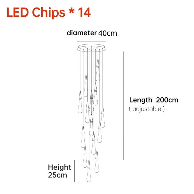 Modern LED Staircase Chandelier for Living Room Villa Duplex Building Rotation