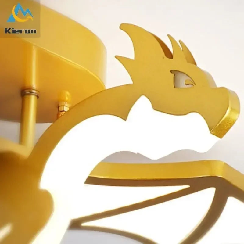 Golden Dragon LED Ceiling Lamp for Bedroom, Study, and Restaurant