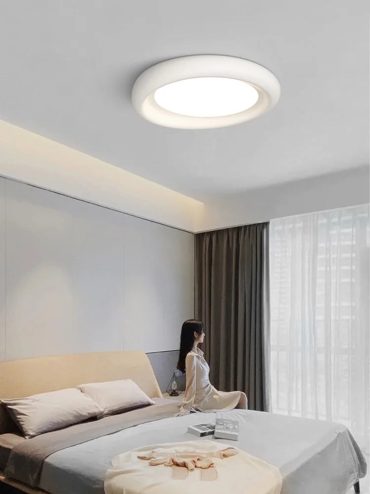 Cream LED Ceiling Lamp for Girl's Room - Modern Minimalist Master Bedroom Lighting