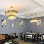 Crystal Oval Round Chandelier: Luxury Nordic Modern LED Lighting for Home and Bar