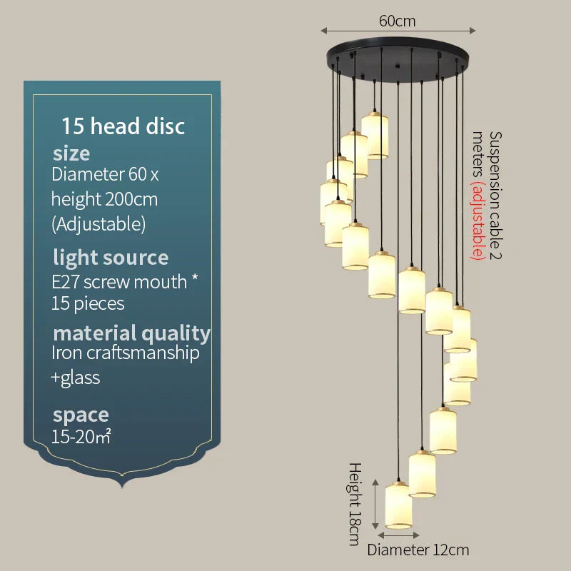 Stairwell Chandelier: Modern Spiral Design for Elegant Villa Hallway Lighting