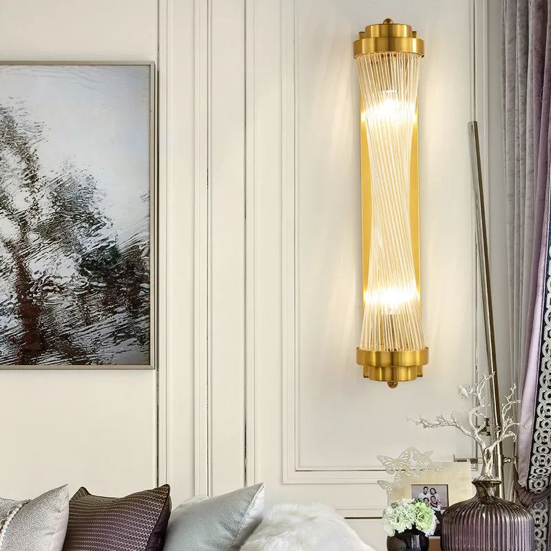 Crystal Wall Sconce Lamp for Living Room Bedside Decor Glass Gold Lighting