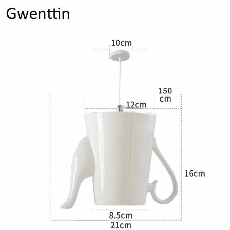 Ceramic LED Pendant Lights: Nordic Teapot Design for Modern Living and Kitchen.