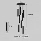 LED Crystal Staircase Chandelier: Nordic Black Indoor Lighting Fixture with Long Hanging Lamp