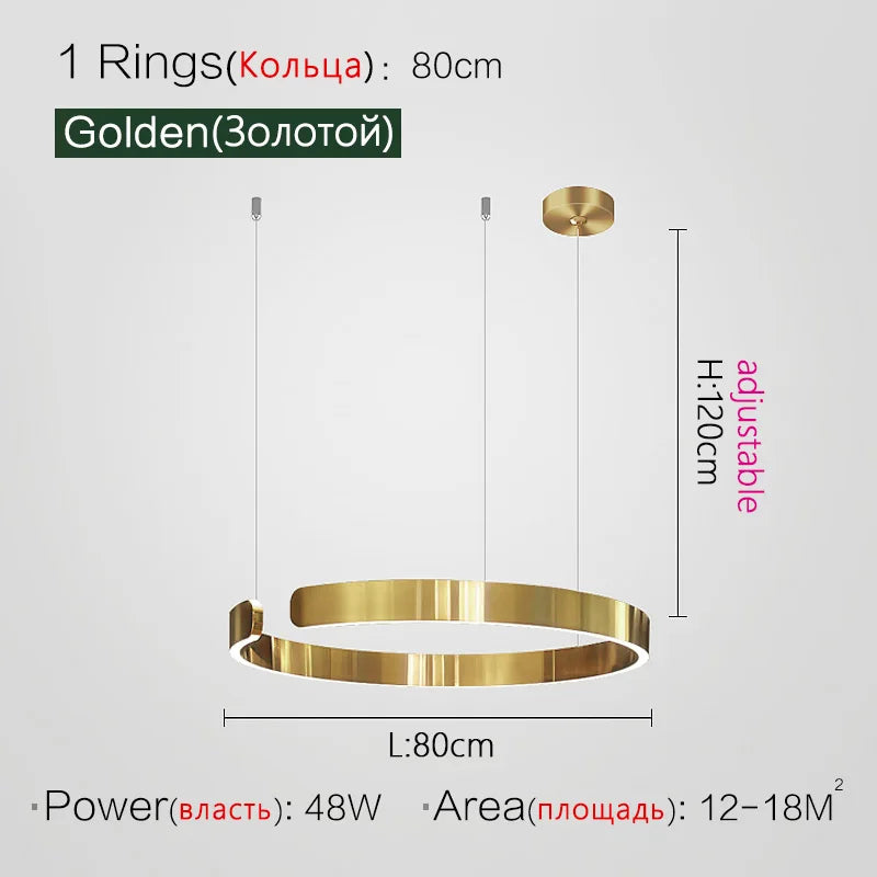 Modern Nordic Ring Chandelier LED Round Ceiling Light Pendant Lamps