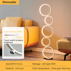 Modern Five-Ring LED Floor Lamp for Living Room and Bedroom