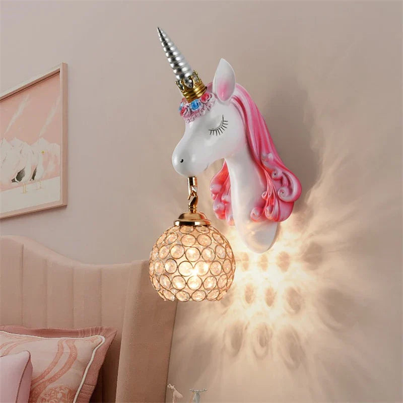 Nordic Unicorn Wall Lamp for Bedroom LED Decoration Light