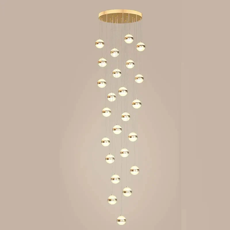 Gold Acrylic Chandelier - Modern Staircase LED Lighting