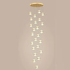 Gold Acrylic Chandelier - Modern Staircase LED Lighting