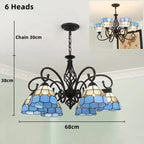 Tiffany Chandeliers: Stained Glass Mediterranean Style Hanging Lamp for Home Lighting