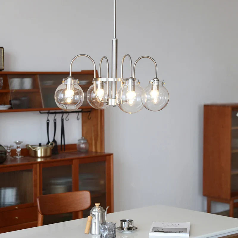 Glass LED Chandelier: Retro Bauhaus Design for Living Room, Bedroom, Kitchen, or Dining Table