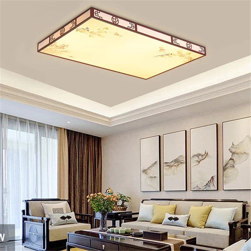 Mahogany LED Ceiling Lamp Minimalism Round/Square Interior Lighting for Living Room & Dining Room