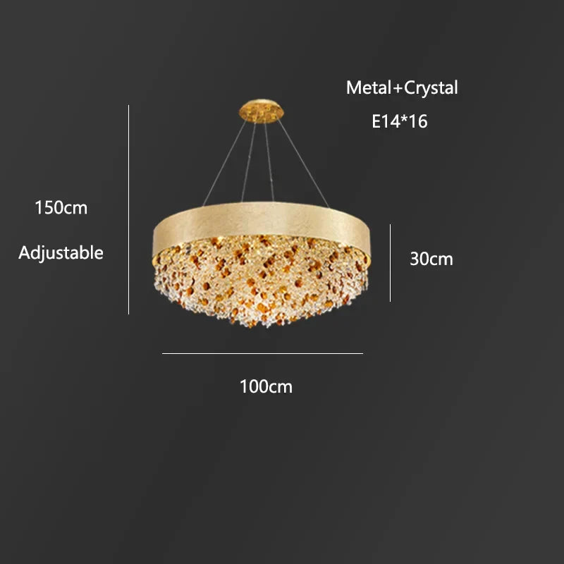 Crystal Chandelier: Modern Circular Design for Living Room, Lobby, Kitchen Island.