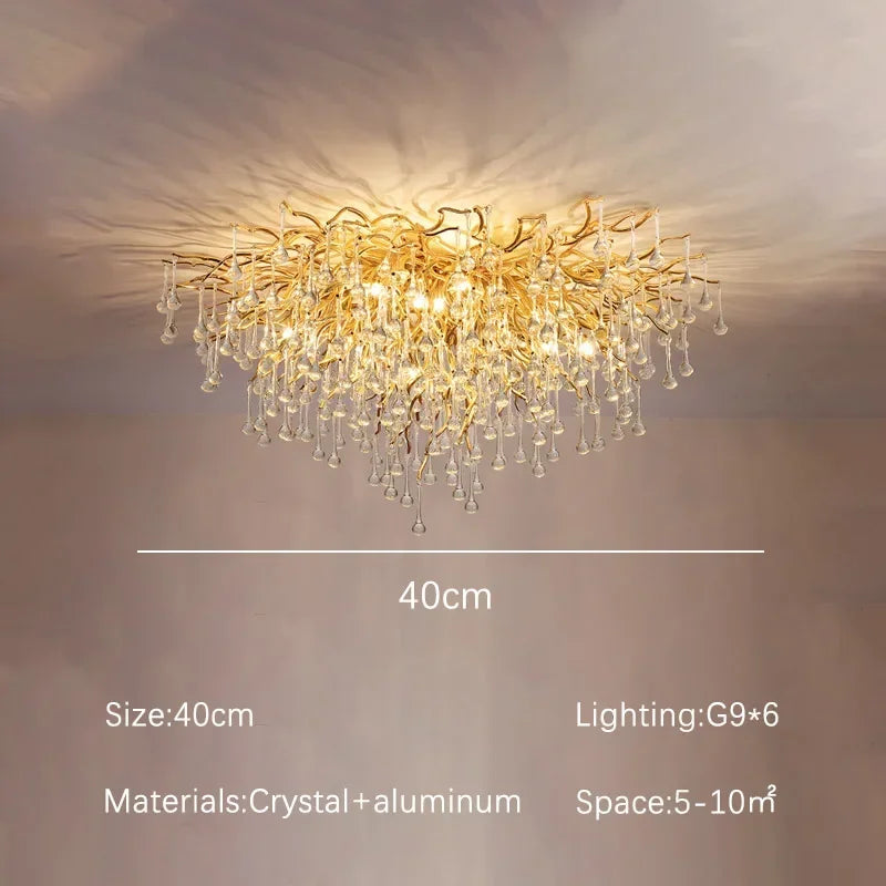 Crystal Dendritic Chandelier: Modern Luxe for Living Room, Dining Room, Bedroom, Hotel Lobby