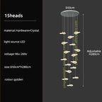 Crystal Glass Staircase Chandelier: Modern Nordic Luxury Living Room Lighting