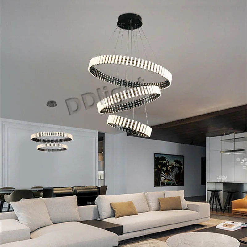 Modern Circle Chandelier: Bright 360° Lighting for Living Room, Kitchen & Bedroom