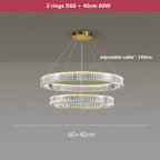 Luxury Gold Steel Crystal Chandelier Pendant Lights - Remote Control Dimmable Fixture