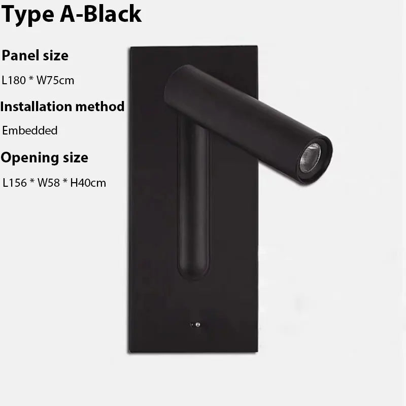 LED Wall Sconce Adjustable Reading Light for Hotel Bedroom, USB Charging