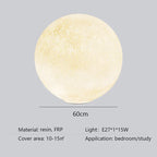 Nordic Moon Round LED Chandelier: Modern Living Room Dining Pendant Light for Bedroom Atmosphere