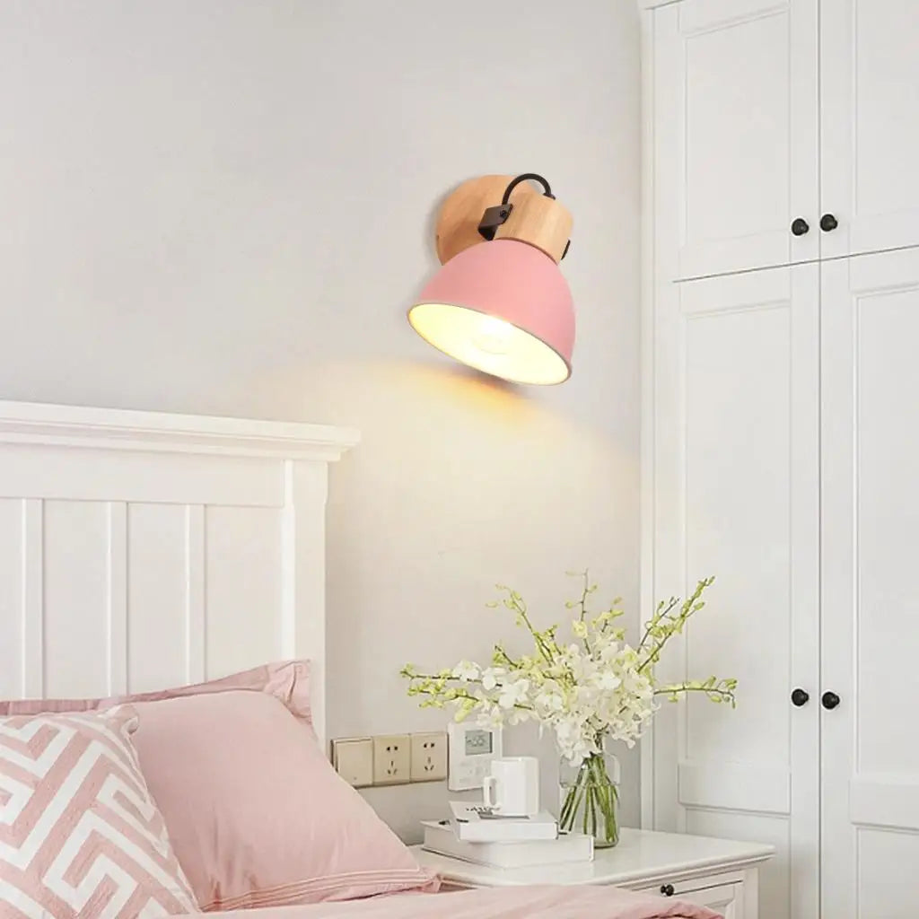 Nordic Wooden Wall Light Industrial Wall Sconce for Bedroom Reading