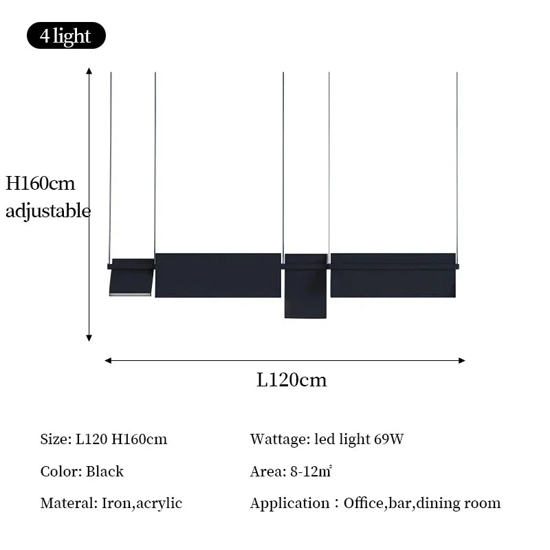 Modern Minimalist Rotatable LED Pendant Chandeliers for Dining Room and Office